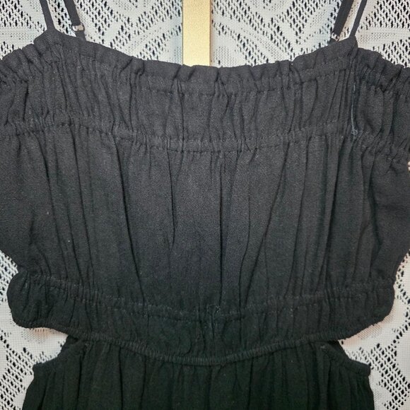 NWT Sage The Label Linen-Blend Cut-Out Midi Dress Black M - Picture 5 of 12